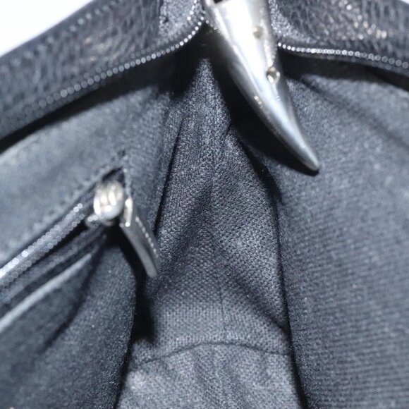 BURBERRY Shoulder Bag Leather Black Silver Auth am8354 - Picture 12 of 16